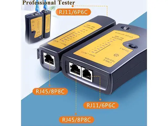 Alt view image 6 of 6 - Vszerda Network Tool Kit Set of 17 Ethernet Cable Crimper Punch Down Tool RJ45 Crimp Tool Kit 8P8C 4P4C 6P6C Connectors RJ45 RJ11 Lan Cat5 Cat6 Cable Tester