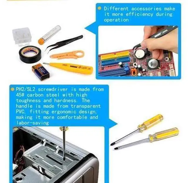 Alt view image 3 of 6 - Network Crimp Tool Kit for RJ45/RJ11/RJ12/CAT5/CAT6/Cat5e/8P, Professional Crimper Connector Stripper Cutter, Computer Maintenance Lan Cable Pliers Tester Soldering Iron Set