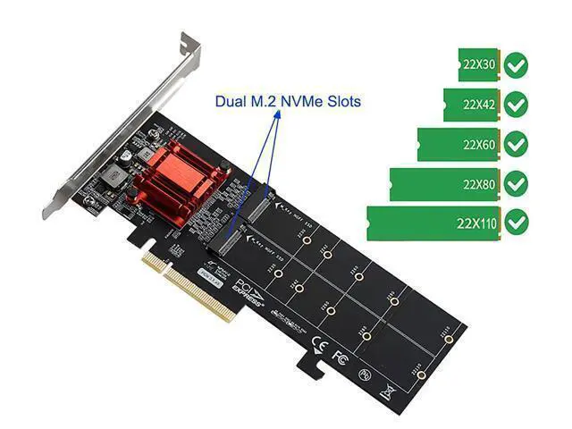 Alt view image 3 of 6 - Vszerda M.2 NVMe PCIe Adapter, M.2 NVMe NGFF SSD to PCI-e 3.1 Gen3 X8 X16 Card with Low Profile Bracket Support M.2 (M Key) NVMe SSD 22110/2280 /2260/2242 /2230