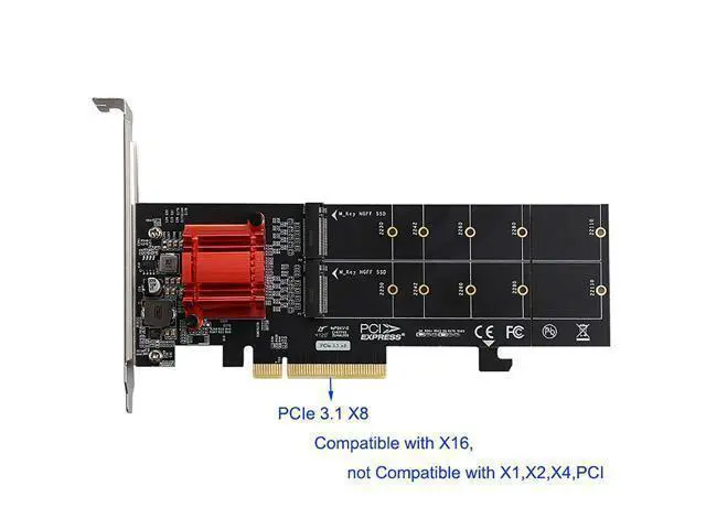 Alt view image 2 of 6 - Vszerda M.2 NVMe PCIe Adapter, M.2 NVMe NGFF SSD to PCI-e 3.1 Gen3 X8 X16 Card with Low Profile Bracket Support M.2 (M Key) NVMe SSD 22110/2280 /2260/2242 /2230
