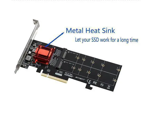 Alt view image 5 of 6 - Vszerda M.2 NVMe PCIe Adapter, M.2 NVMe NGFF SSD to PCI-e 3.1 Gen3 X8 X16 Card with Low Profile Bracket Support M.2 (M Key) NVMe SSD 22110/2280 /2260/2242 /2230