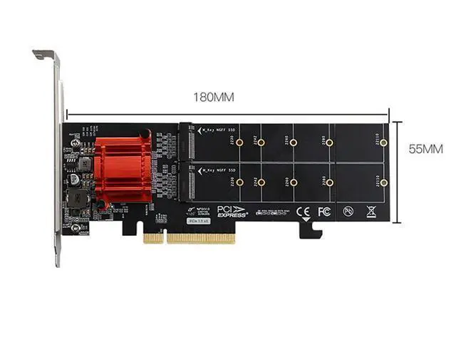 Alt view image 6 of 6 - Vszerda M.2 NVMe PCIe Adapter, M.2 NVMe NGFF SSD to PCI-e 3.1 Gen3 X8 X16 Card with Low Profile Bracket Support M.2 (M Key) NVMe SSD 22110/2280 /2260/2242 /2230