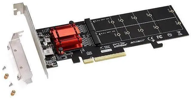 Main image of M.2 NVMe PCIe Adapter, M.2 NVMe NGFF SSD to PCI-e 3.1 Gen3 X8 X16 Card with Low Profile Bracket Support M.2 (M Key) NVMe SSD 22110/2280 /2260/2242 /2230