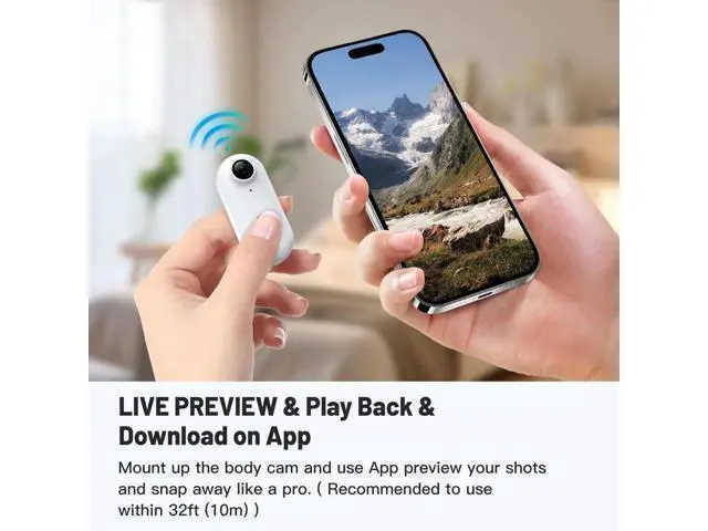 Alt view image 3 of 7 - 64GB FHD 1080P Mini Body Camera, Wearable Action Body Cam, Thumb Size Hands Free Recording Body Worn Camera, Premium Portable Camcorder Mount Anywhere for Pet Walking, Work, Travel (White)
