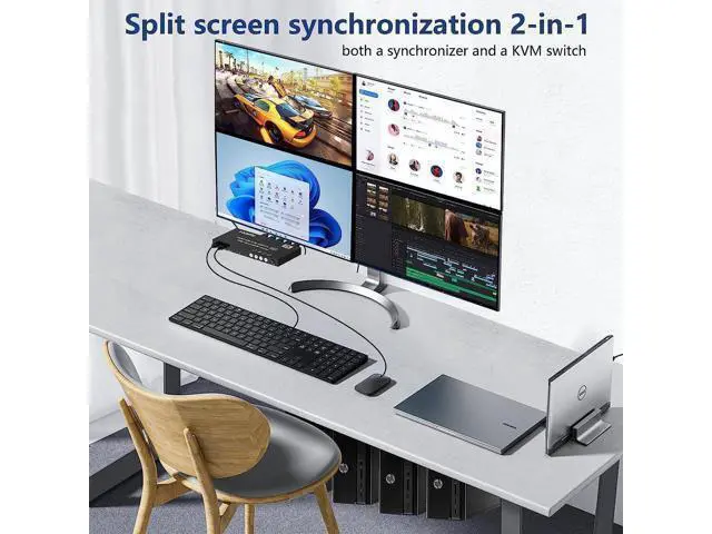 Alt view image 2 of 7 - HDMI KVM Switch 4 Ports 4K@30Hz, HDMI Multi-viewer 4x1 Switch for 4 Computers 1 Monitor, 4 in 1 Out HDMI Quad Seamless Switch, HDMI KVM Switcher with Hotkey Switch Button Switch and IR Remote