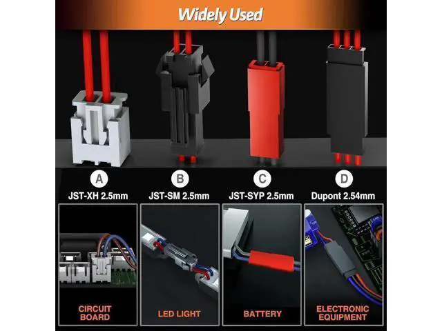 Alt view image 4 of 7 - Crimp Tool Connector Kit, JST-XH/SM/SYP 2.5mm and Dupont 2.54mm Connector Set, 27 Types of Connectors, 30-20 AWG Ratcheting Crimper for JST Series,KF2510,Molex,AMP EI Series