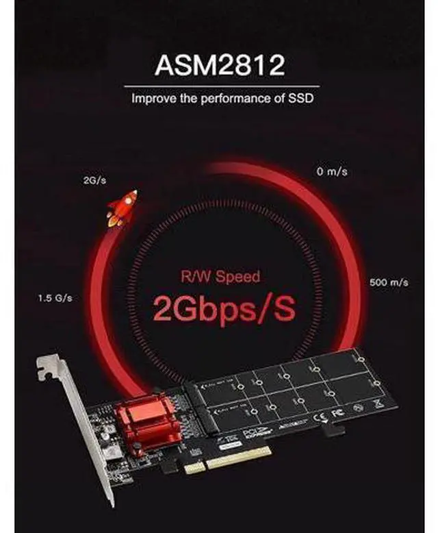 Alt view image 2 of 6 - M.2 NVMe PCIe Adapter, M.2 NVMe NGFF SSD to PCI-e 3.1 Gen3 X8 X16 Card with Low Profile Bracket Support M.2 (M Key) NVMe SSD 22110/2280 /2260/2242 /2230
