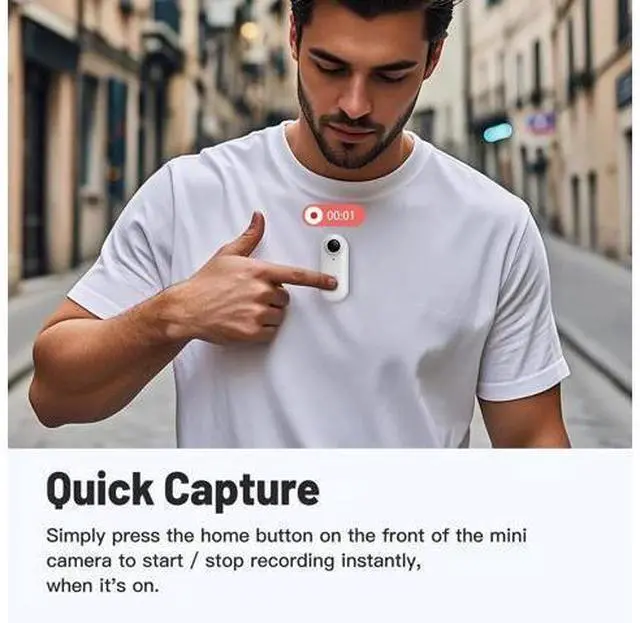 Alt view image 5 of 7 - 28GB FHD 1080P Mini Body Camera, Wearable Action Body Cam, Thumb Size Hands Free Recording Body Worn Camera, Premium Portable Camcorder Mount Anywhere for Pet Walking, Work, Travel (White)