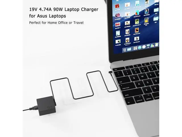 Alt view image 6 of 7 - 90W Charger for Vivobook 14X 15X S 14 S 15 S 16 OLED K3405 K3405VA K3405VF M3504 M3504YA S3504YA K5404 K5404VA K5504 K5504VA K5504VN S 16 Flip TP3604 TP3604VA-DS51T A19-090P2A 4.5/3.0mm