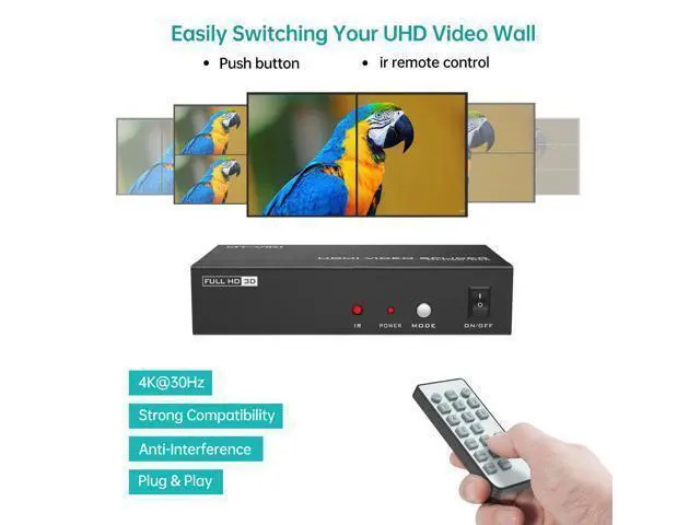 Alt view image 5 of 6 - MT-VIKI 4K Video Wall Controller 2x2, Support 4K 30Hz HDMI Output and Input for 4 TV Splicing Display, 8 Display Modes -1x2, 1x3, 1x4, 2x2, 4x1, 3x1, 2x1
