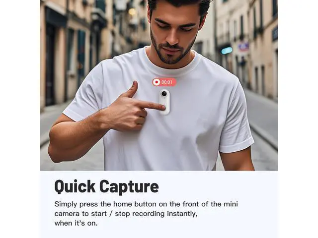 Alt view image 5 of 7 - Vszerda 128GB FHD 1080P Mini Body Camera, Wearable Action Body Cam, Thumb Size Hands Free Recording Body Worn Camera, Premium Portable Camcorder Mount Anywhere for Pet Walking, Work, Travel (White)