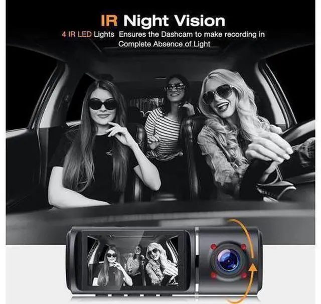 Alt view image 4 of 4 - 3 Channel Dash Cam 3 Channel 1080P+720P+720P Car Dvr Camera Driving Recorder,2.45 Inch Car Dash Camera,24/7 Parking Mode,Night Vision,Loop Recording,G-sensor,Seamless 1080P Video,HDR,Support 64GB Max