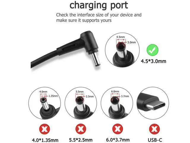 Alt view image 7 of 7 - 90W Charger for Vivobook 14X 15X S 14 S 15 S 16 OLED K3405 K3405VA K3405VF M3504 M3504YA S3504YA K5404 K5404VA K5504 K5504VA K5504VN S 16 Flip TP3604 TP3604VA-DS51T A19-090P2A 4.5/3.0mm