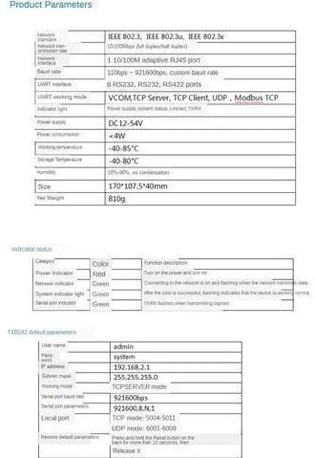 Alt view image 5 of 7 - 8 Ports RS232 RS485 RS422 to Ethernet TCP/IP Converter Multiple Serial Device Server Switch Modbus Gateway