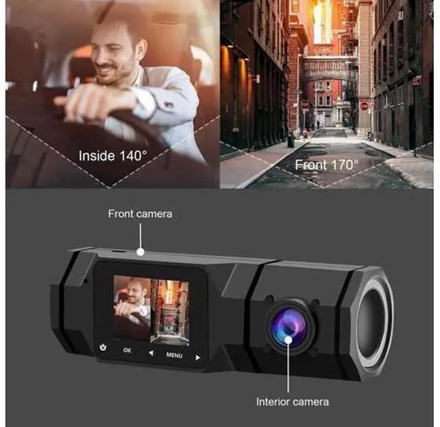 Alt view image 7 of 7 - Vszerda Upgraded Dual Dash Cam, FHD 1080P Front and Interior Dual Dash Cameras IR Night Vision Dashcam for Car/ Taxi Loop-Recording, G-Sensor& Parking Mode