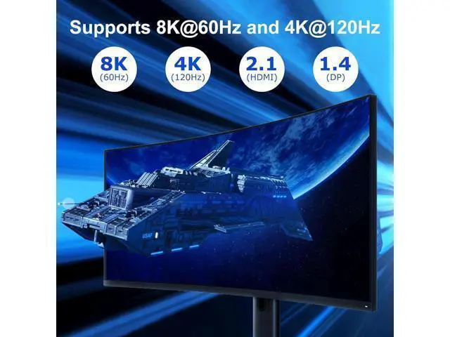 Alt view image 5 of 7 - KVM Switch 3 Monitors 2 Computers 8K@60Hz 4K@144Hz, HDMI + 2 Displayport Triple Monitor KVM Switch for 2 PC Share 3 Monitor, Audio Mic Port and 3 USB 3.0 Devices Support Extended and Copy Mode