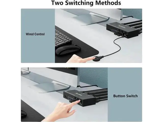 Alt view image 2 of 7 - Dual Monitor Displayport KVM Switch 8K@30Hz 4K@144Hz, USB 3.0 KVM Switches 3 Computers 2 Monitors Displayport 1.4 with 4 USB 3.0 Ports for USB Devices, DP Monitor Switch for 3 PCs, with Wired Remote
