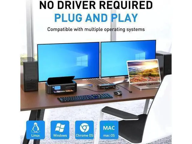 Alt view image 7 of 7 - Dual Monitor Displayport KVM Switch 8K@30Hz 4K@144Hz, USB 3.0 KVM Switches 3 Computers 2 Monitors Displayport 1.4 with 4 USB 3.0 Ports for USB Devices, DP Monitor Switch for 3 PCs, with Wired Remote