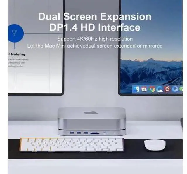 Alt view image 6 of 7 - Hagibis USB-C Hub with Dual Hard Drive Enclosure, Type-C Docking Station for Mac Mini M2, Mac Studio M1 Max Ultra with 2.5inch SATA, M.2 NVMe NGFF, 4K DP1.4, USB3.1 Gen2, USB-C, SD/TF (MC25 Pro DP)