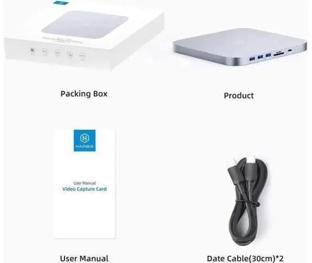Alt view image 7 of 7 - Hagibis USB-C Hub with Dual Hard Drive Enclosure, Type-C Docking Station for Mac Mini M2, Mac Studio M1 Max Ultra with 2.5inch SATA, M.2 NVMe NGFF, 4K DP1.4, USB3.1 Gen2, USB-C, SD/TF (MC25 Pro DP)