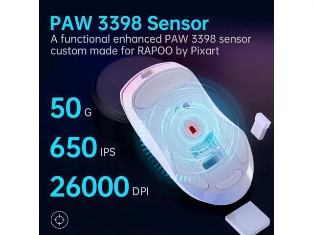 Alt view image 2 of 5 - VT9Pro Wireless Gaming Mouse - Esports Grade Performance Gaming Mice, PAW 3398 Sensor, 26000 DPI, 1ms Response Time, 68g Lightweight, 10 Programmable Buttons, Long Battery Life, White