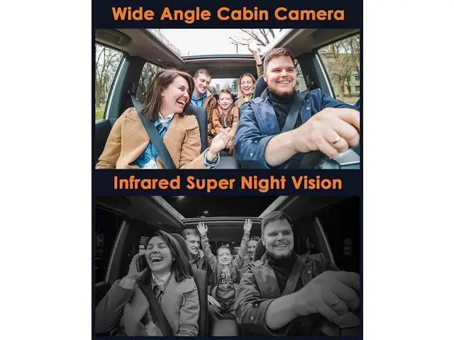 Alt view image 3 of 6 - Vszerda 4K Dual Dash Cam Front and Inside, 2160P+1080P IR Night Vision Cabin Car Camera with 64GB Memory Card, Wide Angle Mini Dash Camera Car Video with Parking Mode for Taxi