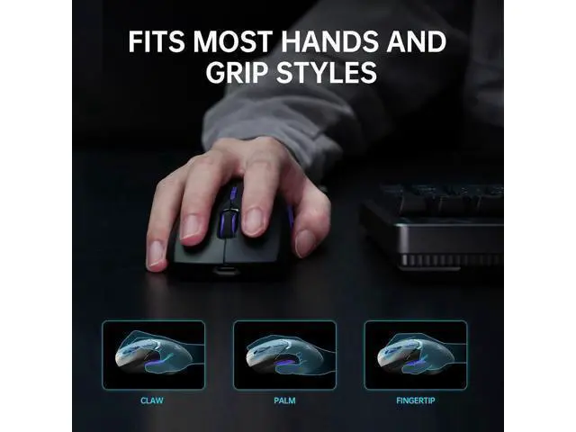 Alt view image 5 of 5 - VT9PRO 4K Wireless Gaming Mouse, PAW 3398 Sensor, 26000 DPI, 4KHz Polling Rate, 0.25ms Response Time, Lightweight, 10 Programmable Buttons, 180h Battery Life, On-Board Memory, PC - Black