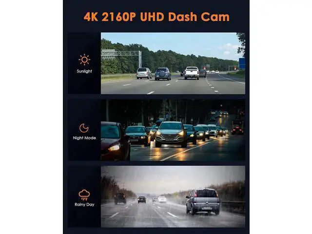 Alt view image 5 of 6 - Vszerda 4K Dual Dash Cam Front and Inside, 2160P+1080P IR Night Vision Cabin Car Camera with 64GB Memory Card, Wide Angle Mini Dash Camera Car Video with Parking Mode for Taxi