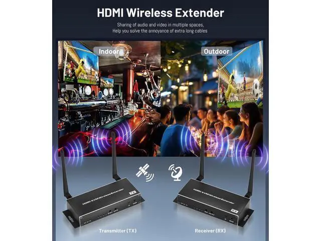 Alt view image 2 of 7 - Vszerda 4K Wireless HDMI KVM Extender ( Transmitter and Receiver Kit), 1080P Fully HD Wireless HDMI Kit Effortless Plug and Play Supports 656FT/200M for TV DVR Laptop PS5 Switch DSLR Camera Projector