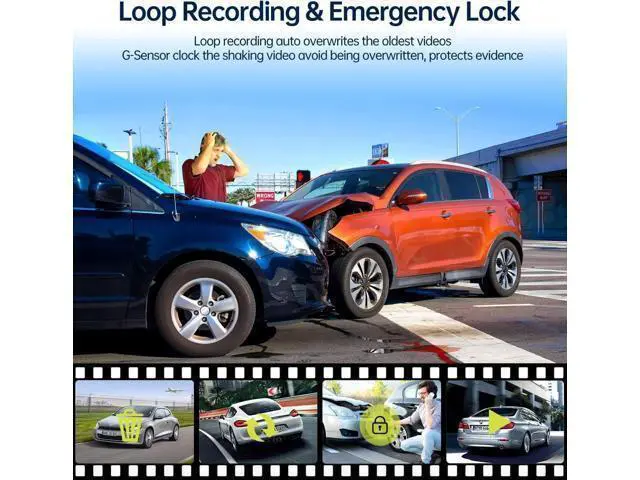 Alt view image 2 of 4 - Dual Dash Cam FHD 1080P Front and Inside Dash Camera with 64GB SD Card Infrared Night Vision Car Camera with 1.5" LCD Display Parking Mode G-Sensor Loop Recording HDR