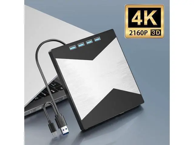 Alt view image 4 of 7 - External Blu Ray Drives, 4K Portable Blu Ray Burner USB 3.0 Type-C UHD BD Player with SD/TF Port, CD/DVD Burner R/W 3D Blu Ray Drive, External 4k Blu Ray Drive Compatible with Windows Mac OS Laptop