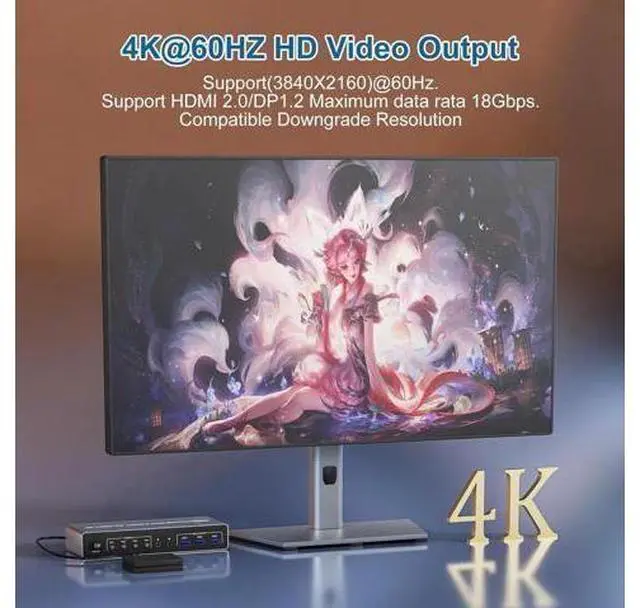 Alt view image 5 of 7 - Vszerda KVM Switch 4 Computers 2 Monitors Displayport and HDMI 4K@60Hz, USB 3.0 4 Port Dual Monitors KVM Switch with Audio Microphone Output and 3 USB 3.0 Ports, 4 in 2 Out Monitor Switch for 4 PCs