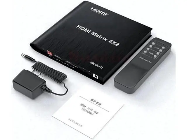 Alt view image 6 of 7 - Vszerda 4x2 8K @60HZ HDMI Matrix Switcher, HDMI Matrix 4 in 2 Out 4K 120Hz HDR HDMI Splitter HDMI Scaler 8K 60Hz Sync, HDCP2.3 HDMI2.1 48 Gbps Matrix 4x2 with IR Remote and Power Adapter (US Standard)