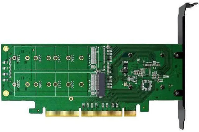 Alt view image 2 of 7 - Dual M.2 NVMe PCIe Adapter, M.2 NVMe NGFF SSD to PCI-e 3.1 Gen3 X8 X16 Card with Low Profile Bracket Support M.2 (M Key) NVMe SSD 22110/2280 /2260/2242 /2230