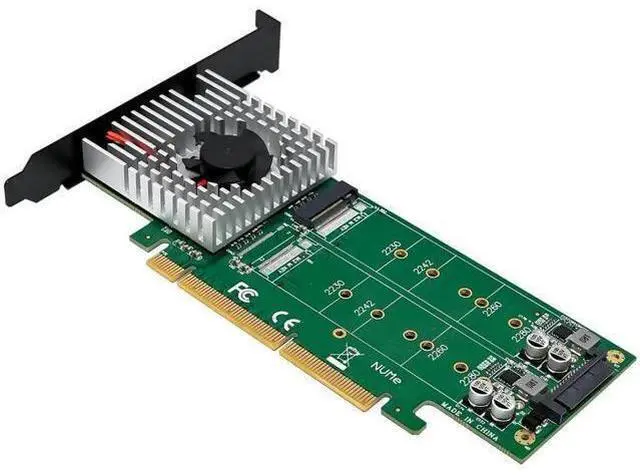 Alt view image 6 of 7 - Dual M.2 NVMe PCIe Adapter, M.2 NVMe NGFF SSD to PCI-e 3.1 Gen3 X8 X16 Card with Low Profile Bracket Support M.2 (M Key) NVMe SSD 22110/2280 /2260/2242 /2230