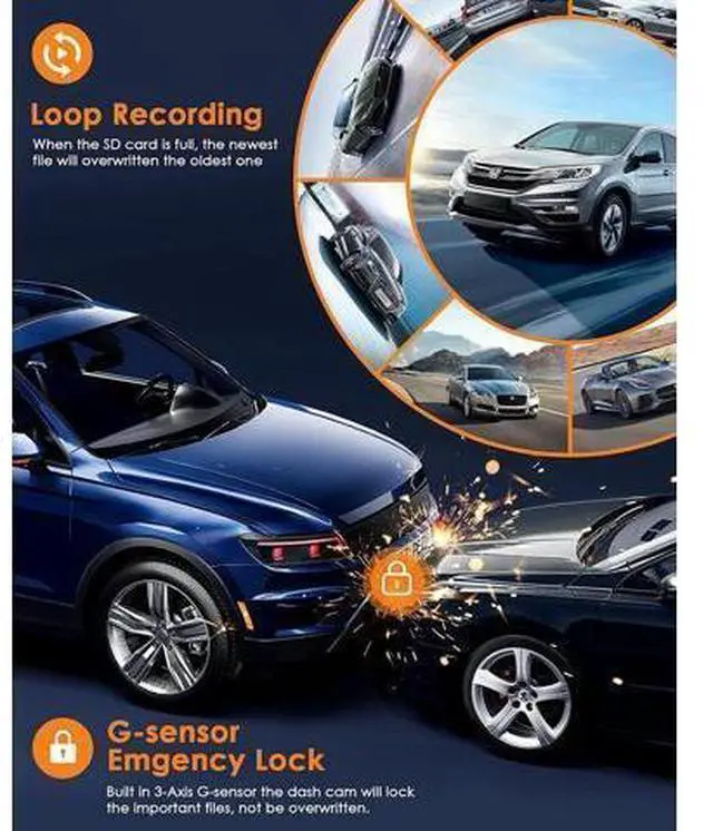 Alt view image 5 of 6 - 4K Dual Dash Cam Front and Inside, 2160P+1080P IR Night Vision Cabin Car Camera with 64GB Memory Card, Wide Angle Mini Dash Camera Car Video with Parking Mode for Taxi