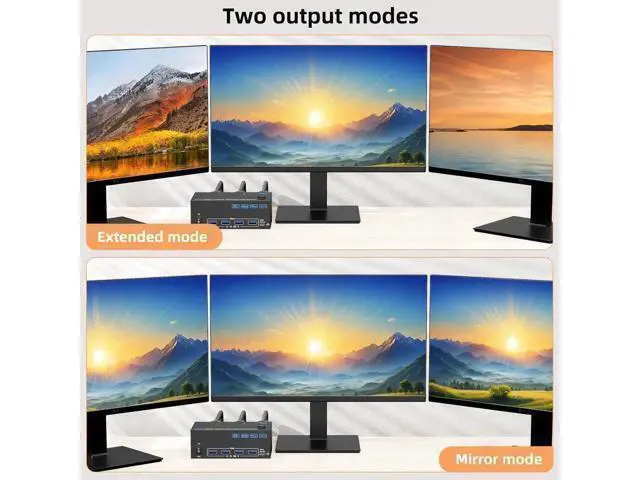 Alt view image 2 of 7 - KVM Switch 3 Monitors 2 Computers 8K@60Hz 4K@144Hz, 1*HDMI+2*DP in, 3*HDMI Out,Triple Monitor KVM Switch with 4 USB 3.0 Ports for USB Devices, Wired Remote,Power Adapter and USB Cables Included
