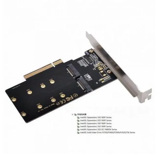 Alt view image 7 of 7 - Dual 2X NVME M.2 AHCI to PCIE Express 3.0 Gen3 X8 X16 Raid Card VROC Raid0 Hyper Adapter SA-024-NV001