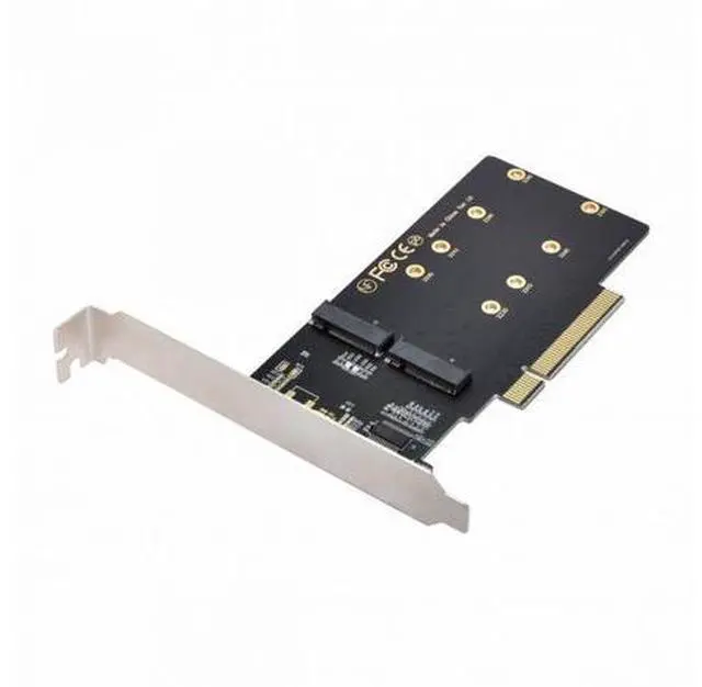 Alt view image 2 of 7 - Dual 2X NVME M.2 AHCI to PCIE Express 3.0 Gen3 X8 X16 Raid Card VROC Raid0 Hyper Adapter SA-024-NV001