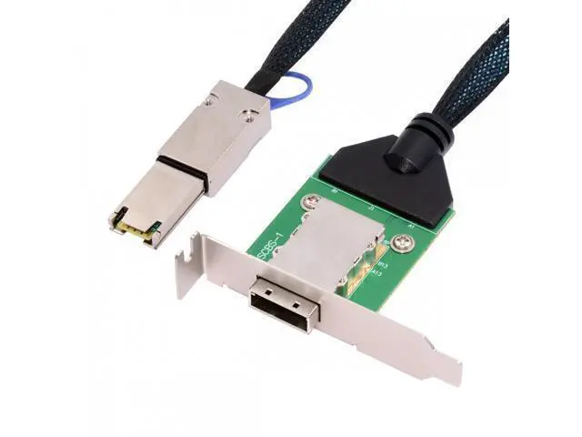 Alt view image 2 of 7 - External Mini SAS SFF-8088 Male to SFF-8088 Female Extension Cable PCBA With Low Profile Bracket