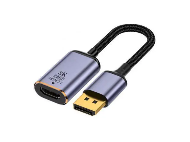 Alt view image 2 of 7 - DisplayPort 1.4 Source to HDMI 2.0 Display 8K 60hz UHD 4K DP to HDMI Female Monitor Adapter Cable