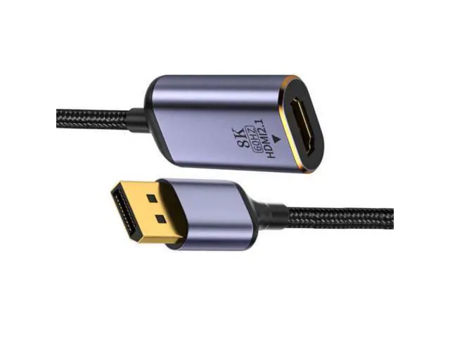 Alt view image 3 of 7 - DisplayPort 1.4 Source to HDMI 2.0 Display 8K 60hz UHD 4K DP to HDMI Female Monitor Adapter Cable