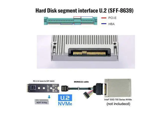 Alt view image 6 of 7 - 22X80mm 2280 M.2 SFF-8643 Card and U.2 U2 SFF-8639 NVME PCIe SSD Cable PCI-E 3.0 4.0 for Mainboard SSD