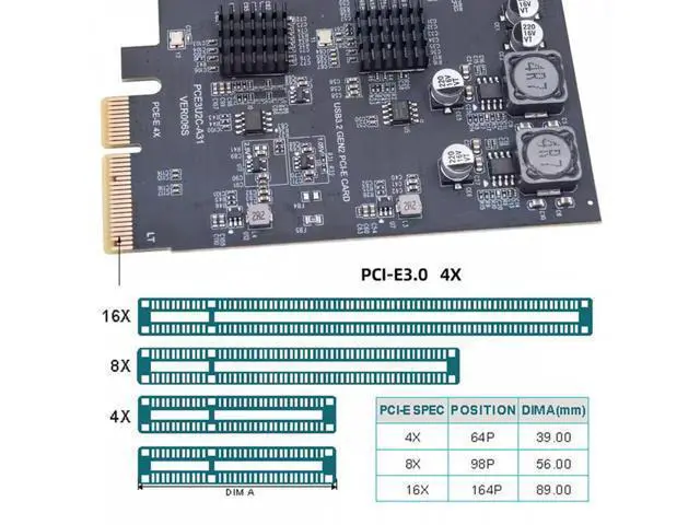Alt view image 4 of 7 - 10Gbps Three Type-A USB3.0 Back Panel Socket & Dual USB3.1 Type-C USB-C to PCI-E Express Card Adapter ASM3142 VL822 UC-083-5P