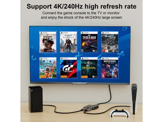 Alt view image 7 of 7 - DP DisplayPort 2.0 Bi-Direction 2x1 Switch Splitter Selector Hub Support HDCP SST Extended 16K@60hz 4K@240hz Convertor