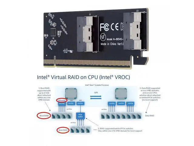 Alt view image 4 of 7 - Low Profile Slimline Dual SFF-8654 8X 74Pin to PCIE 16X Express 3.0 PCIE4.0 Raid Card VROC Raid0 Hyper Adapter SA-016-2L