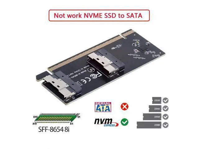 Alt view image 5 of 7 - Low Profile Slimline Dual SFF-8654 8X 74Pin to PCIE 16X Express 3.0 PCIE4.0 Raid Card VROC Raid0 Hyper Adapter SA-016-2L