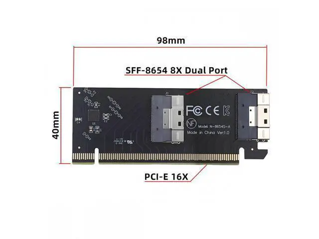 Alt view image 6 of 7 - Low Profile Slimline Dual SFF-8654 8X 74Pin to PCIE 16X Express 3.0 PCIE4.0 Raid Card VROC Raid0 Hyper Adapter SA-016-2L