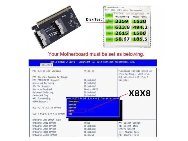Alt view image 2 of 7 - Low Profile Slimline Dual SFF-8654 8X 74Pin to PCIE 16X Express 3.0 PCIE4.0 Raid Card VROC Raid0 Hyper Adapter SA-016-2L