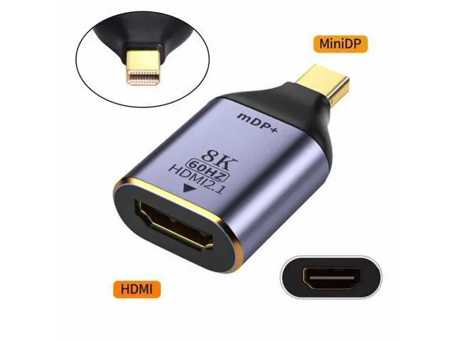 Alt view image 2 of 7 - Mini DisplayPort 1.4 Source to HDMI 2.0 Display 8K 60hz UHD 4K Mini-DP to HDMI Male Monitor Adapter Connector DP-055-MDP